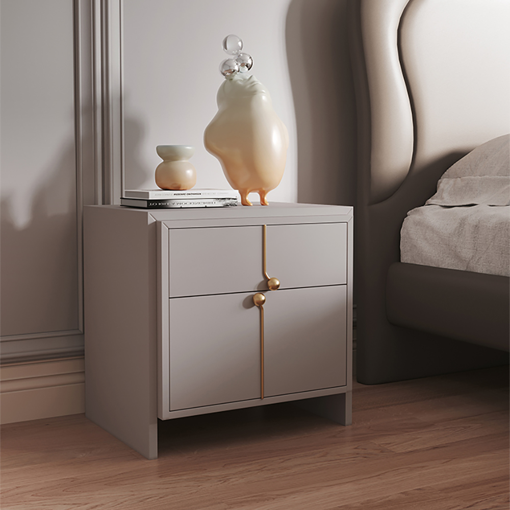 

Post-modern Bedside Table with 2 Drawers Nightstand