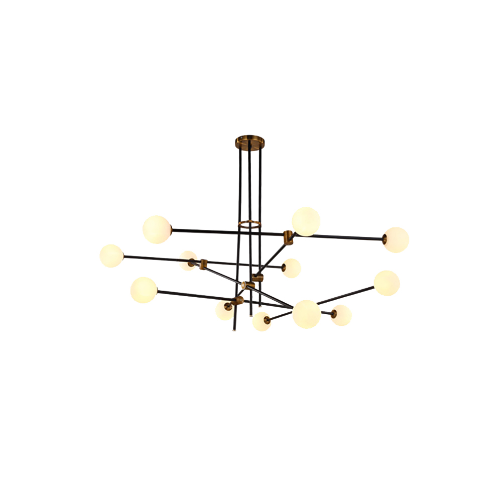 Modern 12-light Warm Light Sputnik Chandelier In Black & Gold-homary