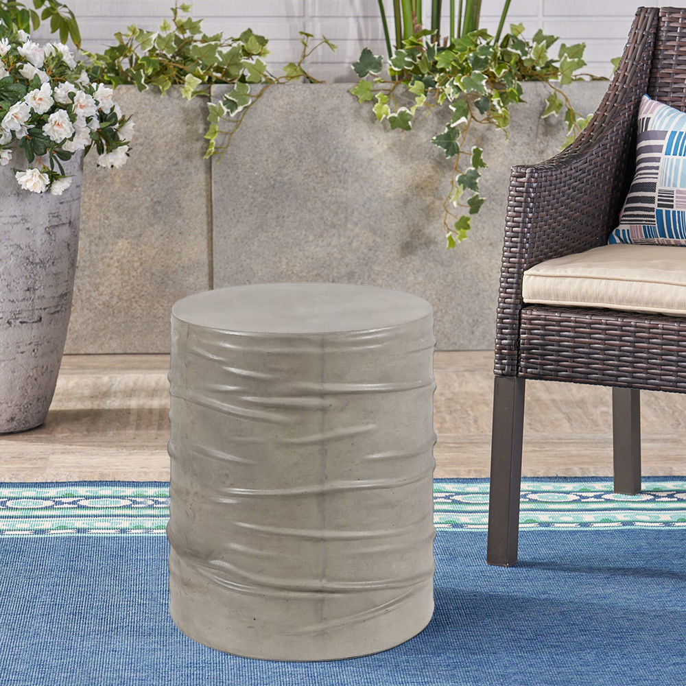 

15.7" Magnesium Oxide Cylinder-Shape End Table Garden Stool