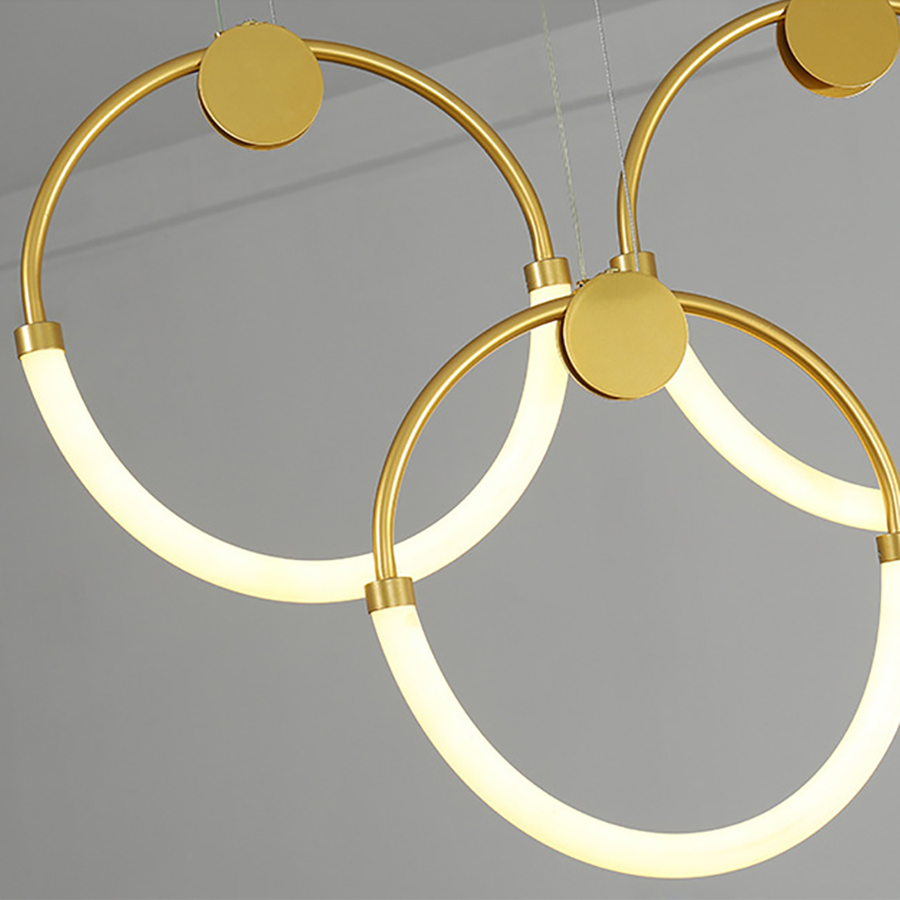Modern Minimalist Multi-Circles Kitchen Island Light in Gold Cool Light