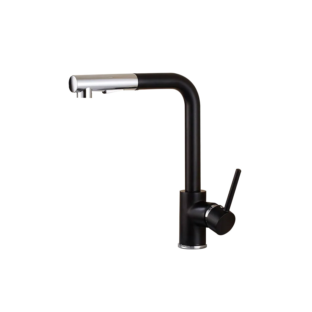 Modern Single Lever Pull-Out Spray Monobloc Kitchen Tap in Chrome&Black