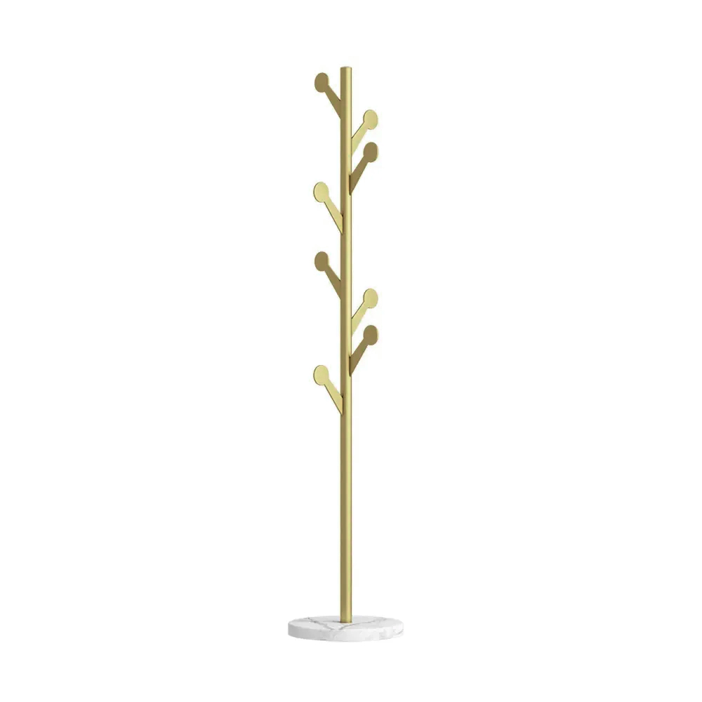 Marble Clothing Stand Gold with Hooks for Bedroom