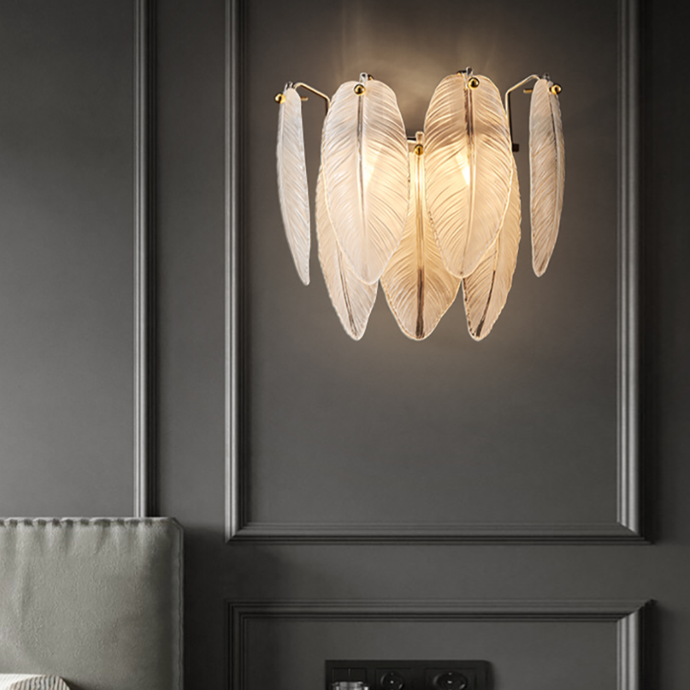

Contemporary Creative Glass Feathers 2 Lights Wall Light Indoor Wall Sconce