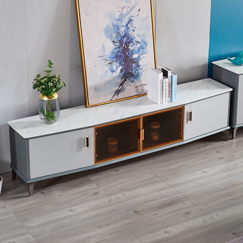 

Rectangular TV Console with Shelves & Lighting TV Stand