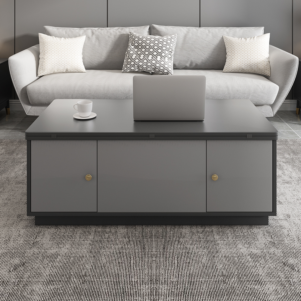 Ultic Modern Grey Multifunctional Square Lift-top Coffee Table with Storage