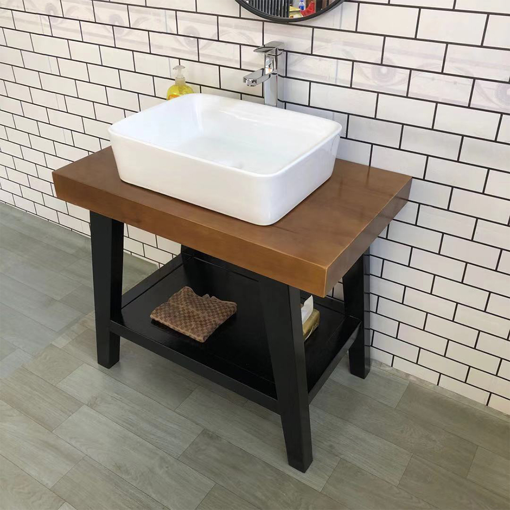 

31.5" Industrial Rectangular Wooden Bathroom Vanity with Shelf