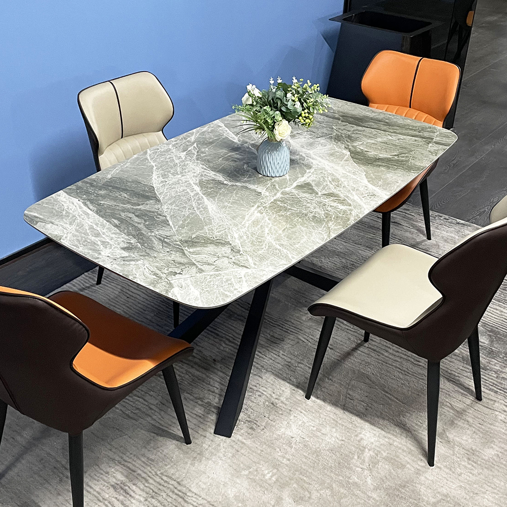 

70.9" Modern Stone Gray Dining Table with Carbon Steel Legs