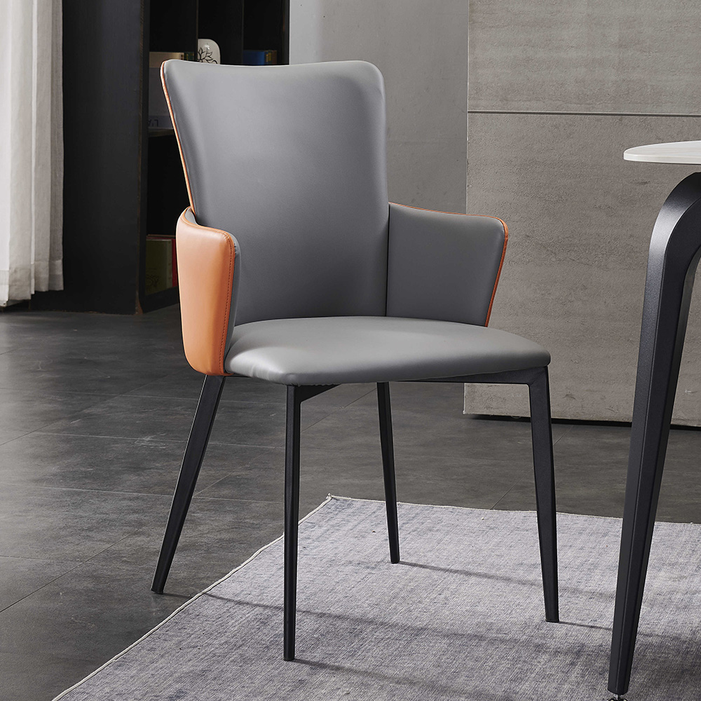 

Deep Gray Faux Leather Upholstered Dining Chair with Metal Legs 2-Piece Set