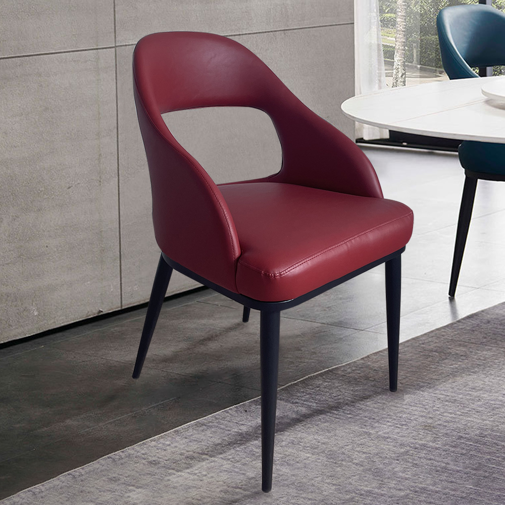 

Wine Modern Faux Leather Upholstered Dining Chair with Solid Wood Legs Set of 2
