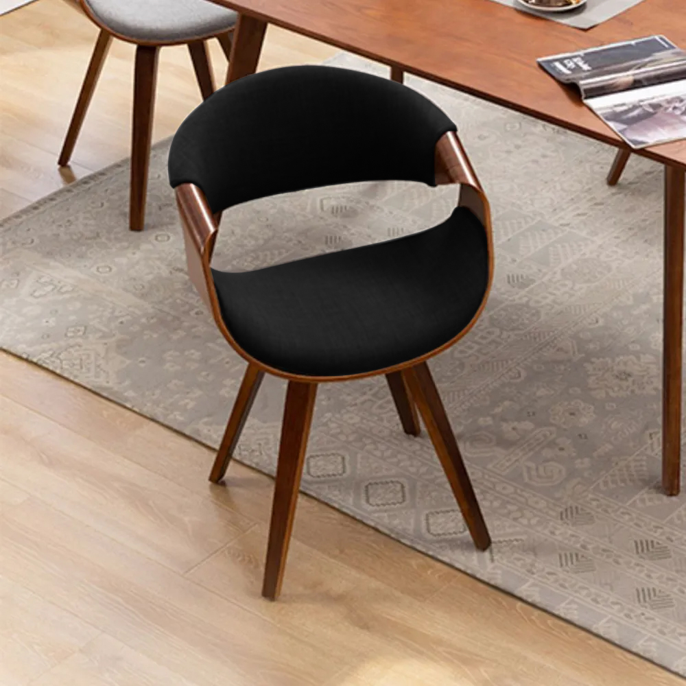 

Modern Black Wood Chair Cotton & Linen Upholstered Dining Chair