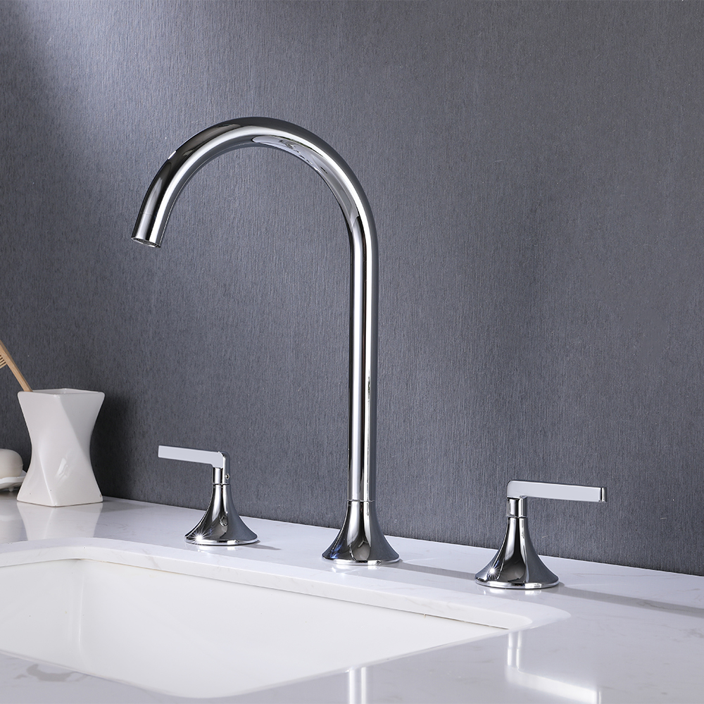 

Aerated Spout Widespread Bathroom Sink Faucet Stainless Steel
