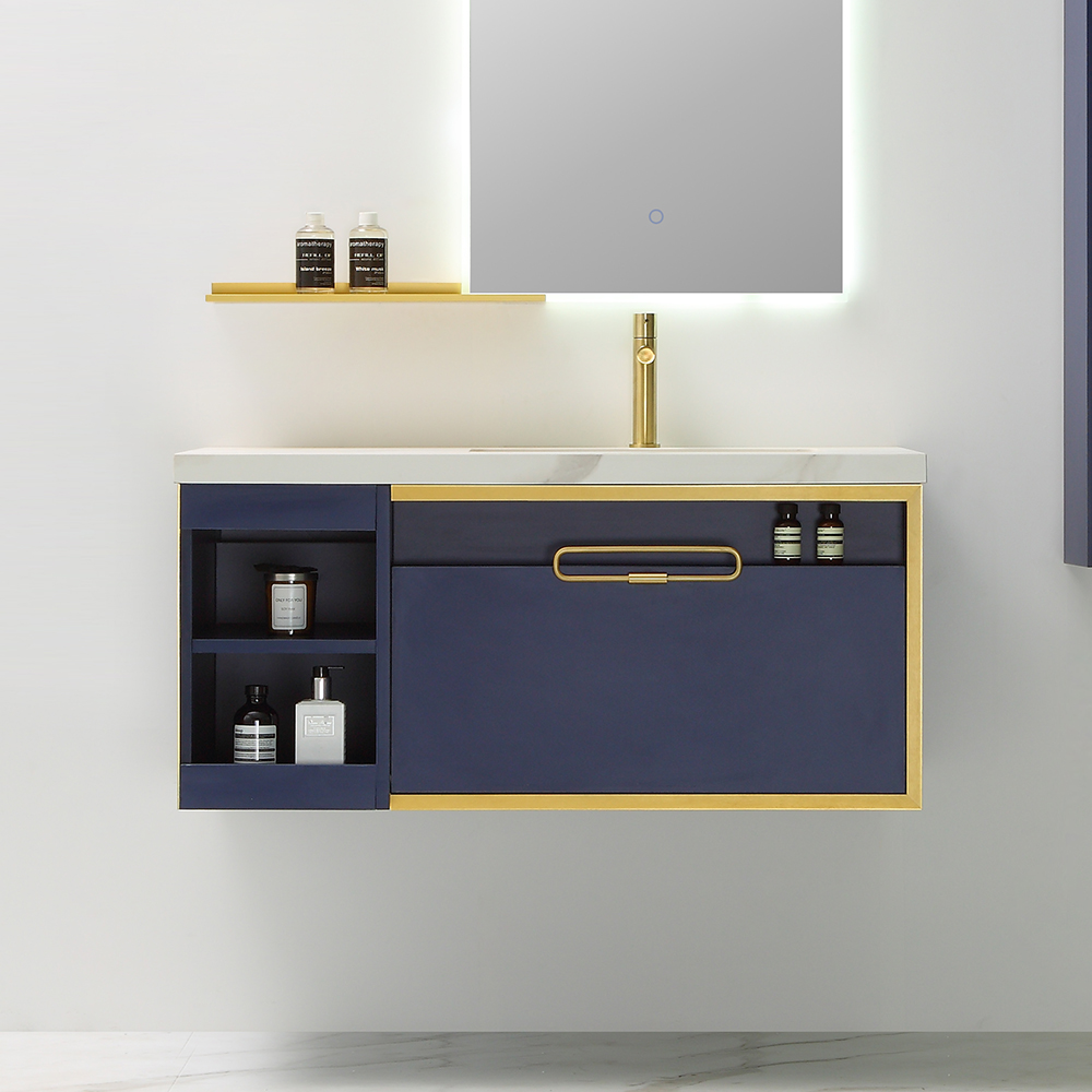 

Modern Floating Bathroom Vanity with Undermount Sink Bathroom Cabinet in Navy Blue