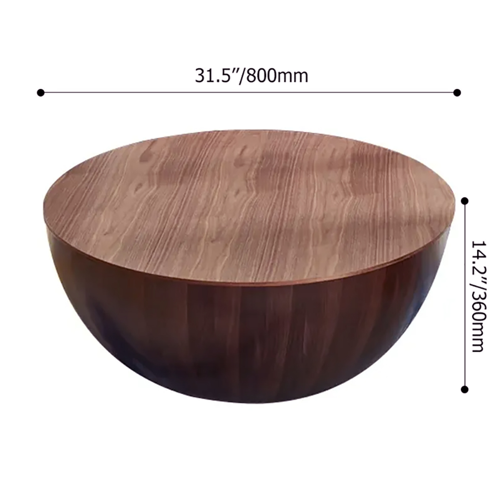 Table basse ronde en bois avec rangement Table basse en forme de bol en noyer Style A