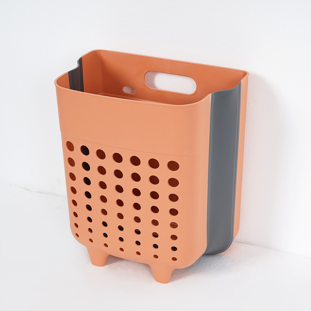 Soft Foldable Wall Mounted Laundry Basket Orange
