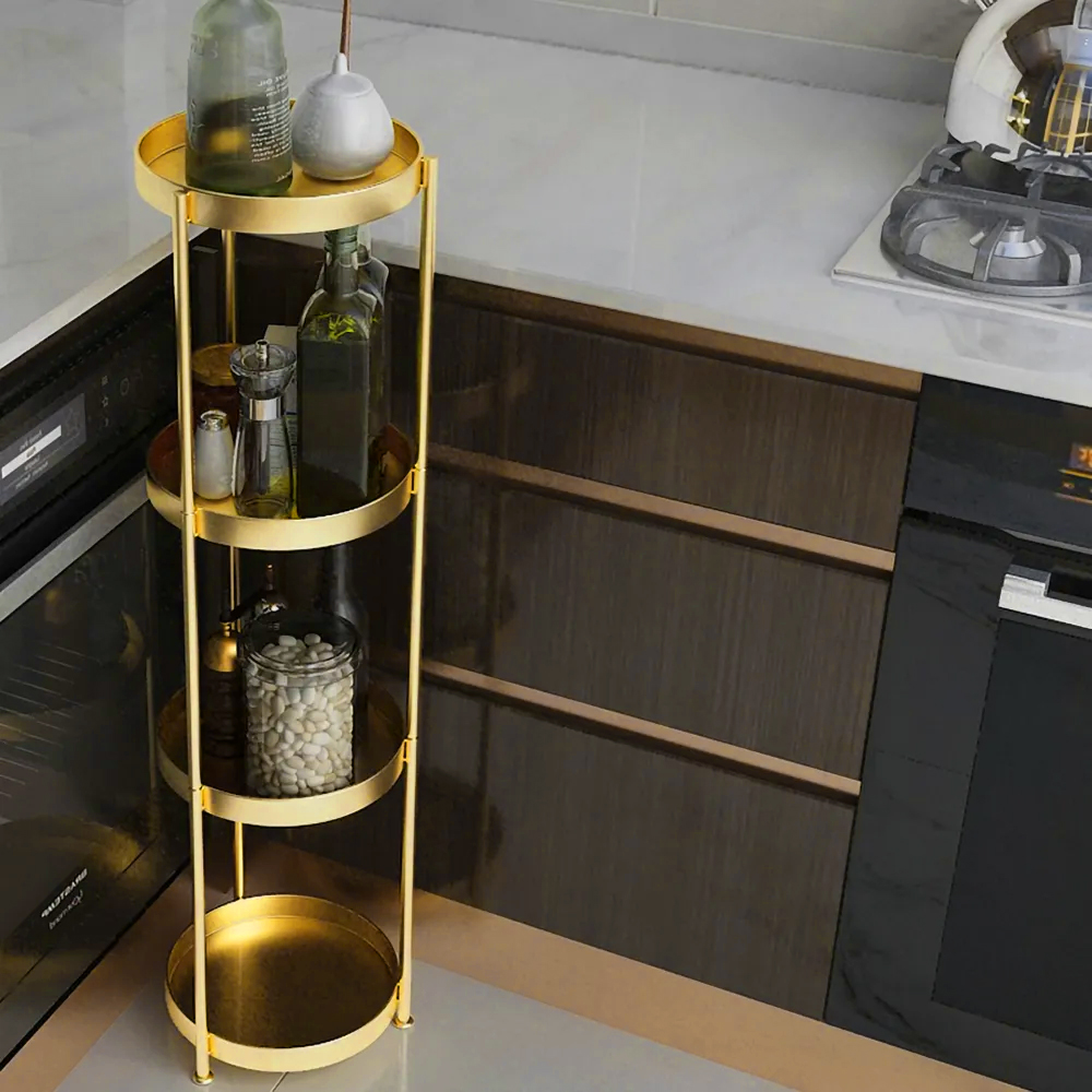 4-Tier Modern Free-Standing Bathroom Shelf in Gold
