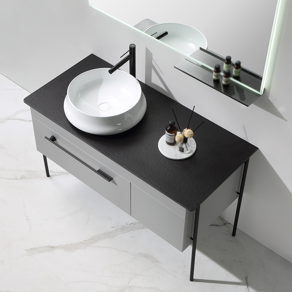Contemporary Freestanding Bathroom Vanity Stone Top with Counter Sink