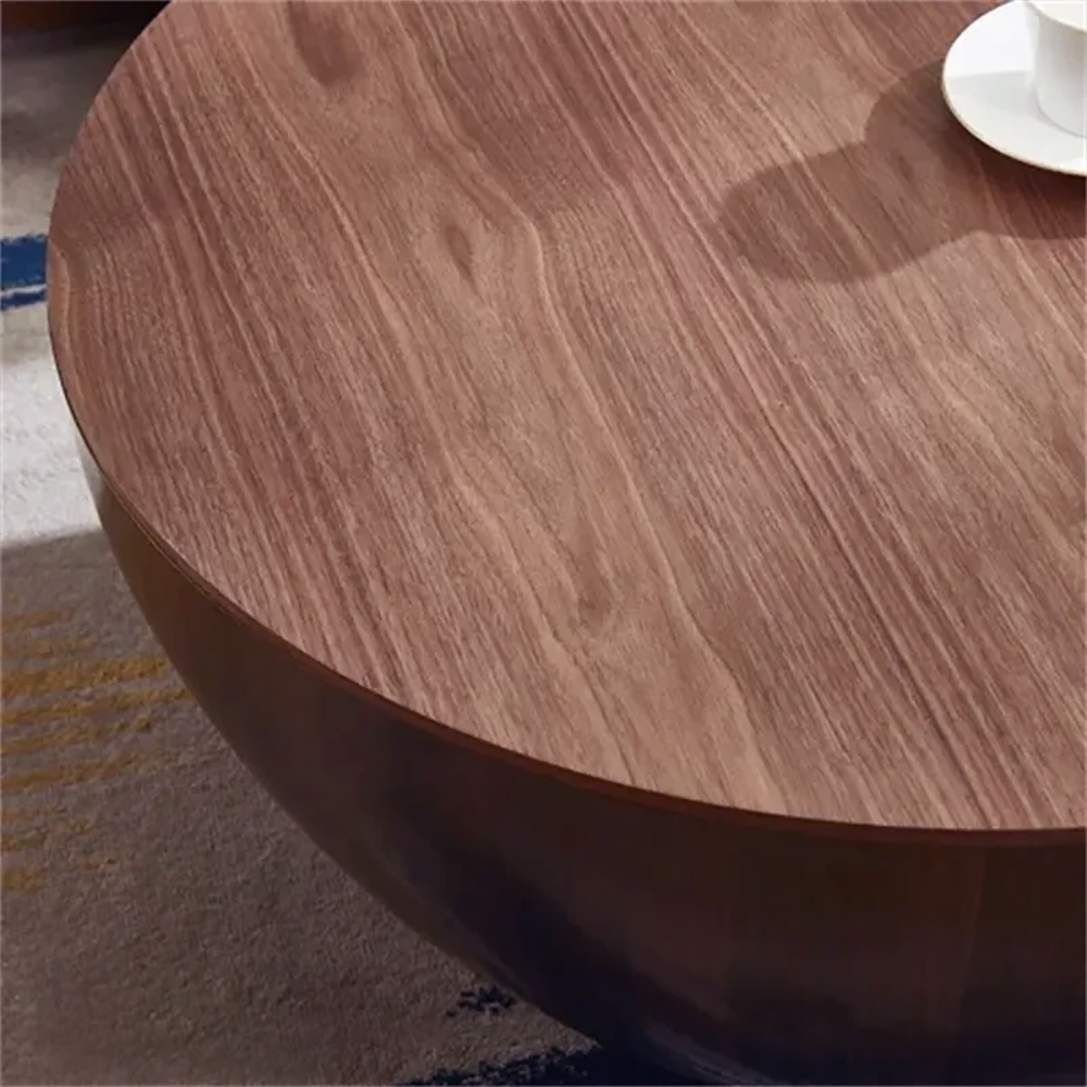 Round Drum Coffee Table With Storage, Round Drum Coffee Table With Storage Walnut Bowl Shaped