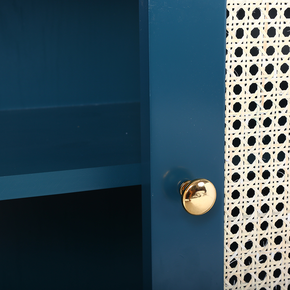 Rattan Sideboard Buffet with Storage 2-Door Accent Cabinet