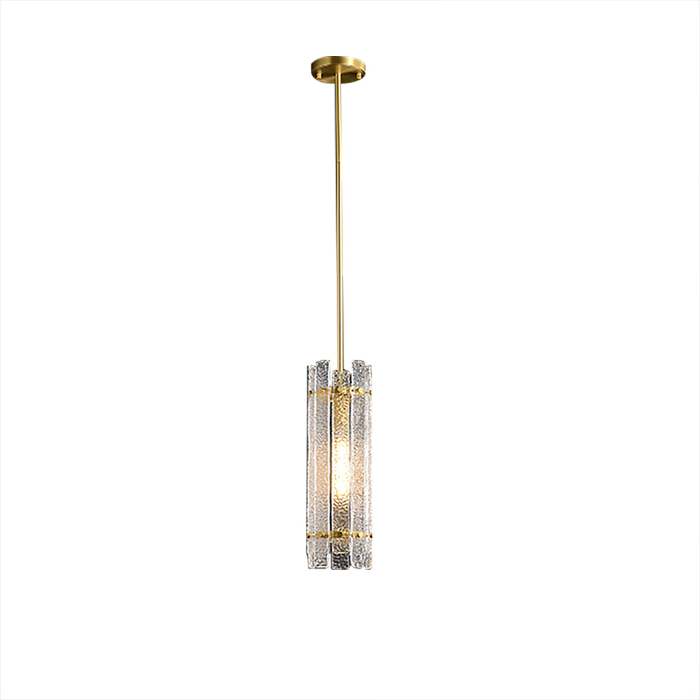 Modern 1-Light Water-ripple Glass Pendant Lighting in Brass Finish-Homary