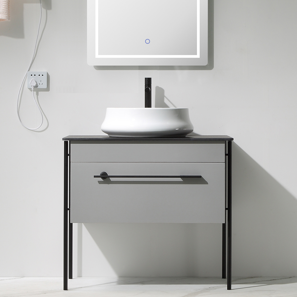 

Contemporary Freestanding Bathroom Vanity Stone Top with Counter Sink & Drawer