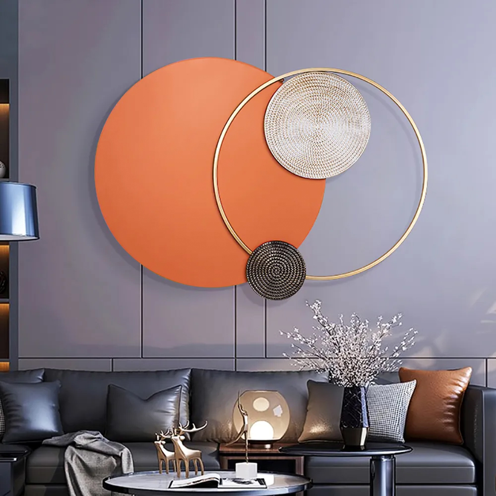 Modern Big Metal Geometric Circles Wall Decor Unique Home Living Room Hanging Wall Art 