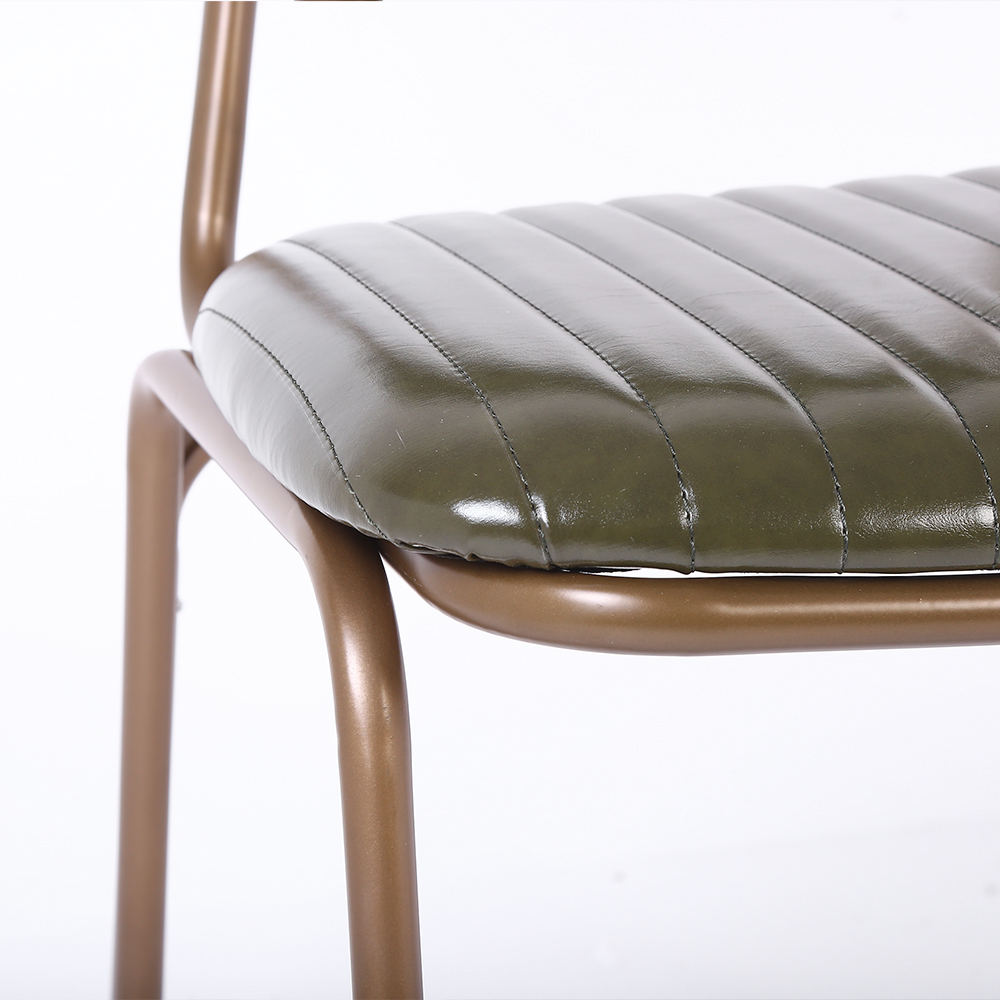 Ensemble de 2 chaises de salle à manger Mid-Century avec revêtement en similicuir vert et cadre en métal