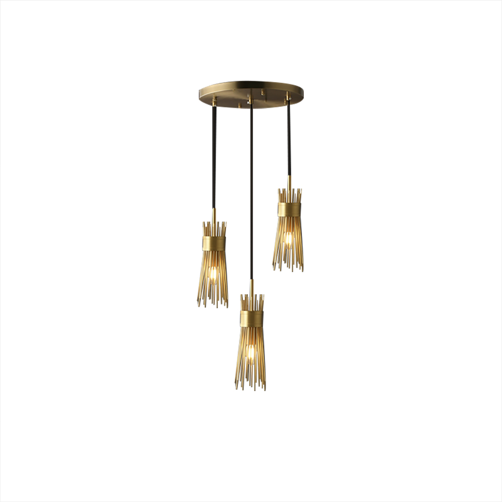 

Creative Wheat-Straw 3-Light Cluster Pendant Lighting in Brass Finish