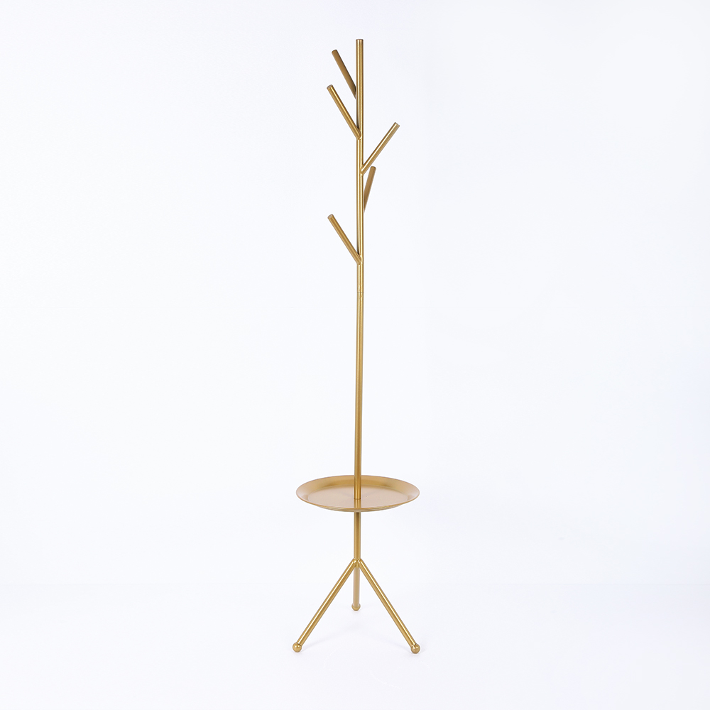 Clothing Rack Coat Stand with Table Modern Gold