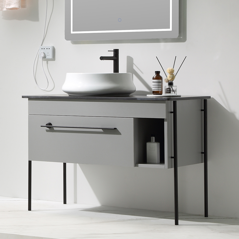 

Contemporary Freestanding Bathroom Vanity Stone Top with Counter Sink & Drawer