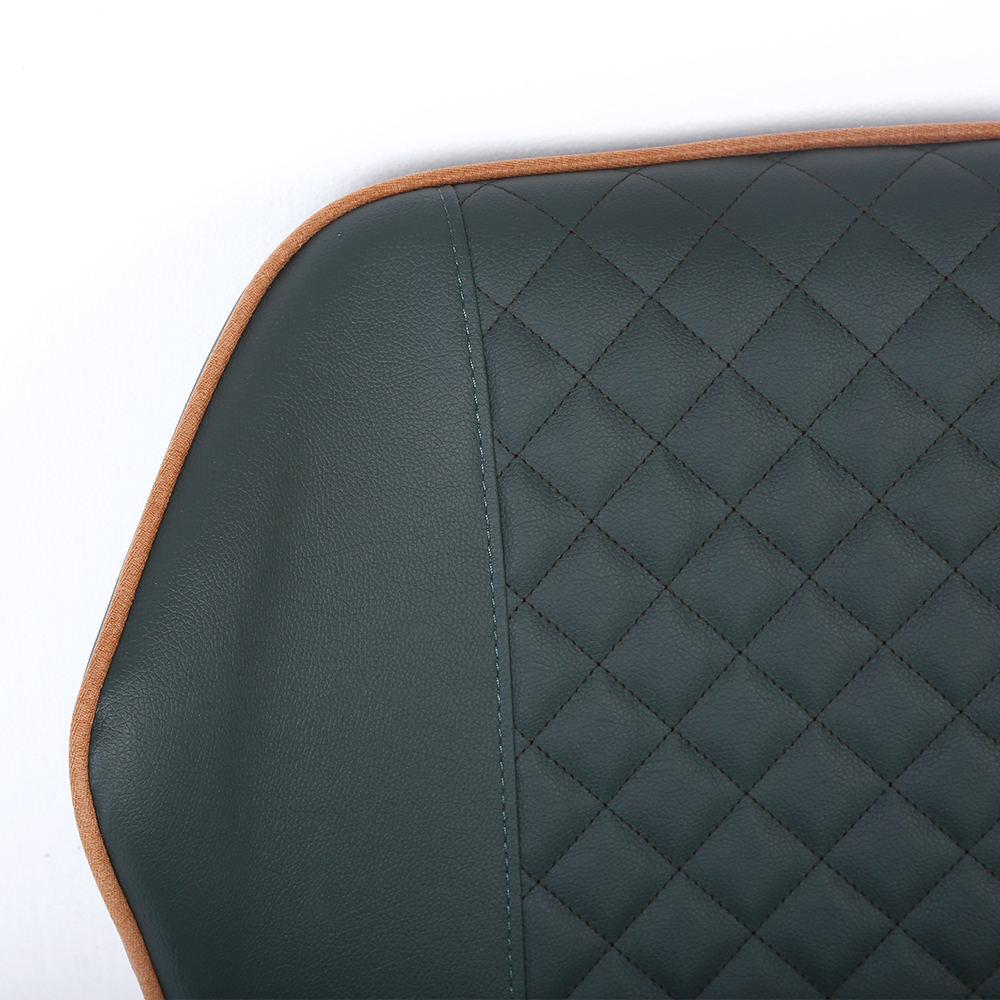 Ensemble de 2 chaises de salle à manger modernes en cuir PU avec pieds en acier au carbone Vert foncé