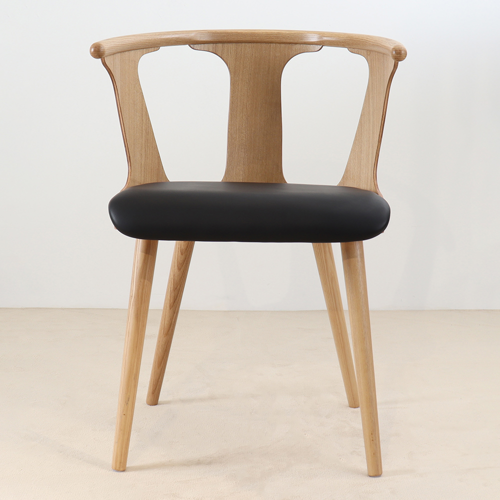 Modern Black Faux Leather Dining Chair with Curved BackHomary