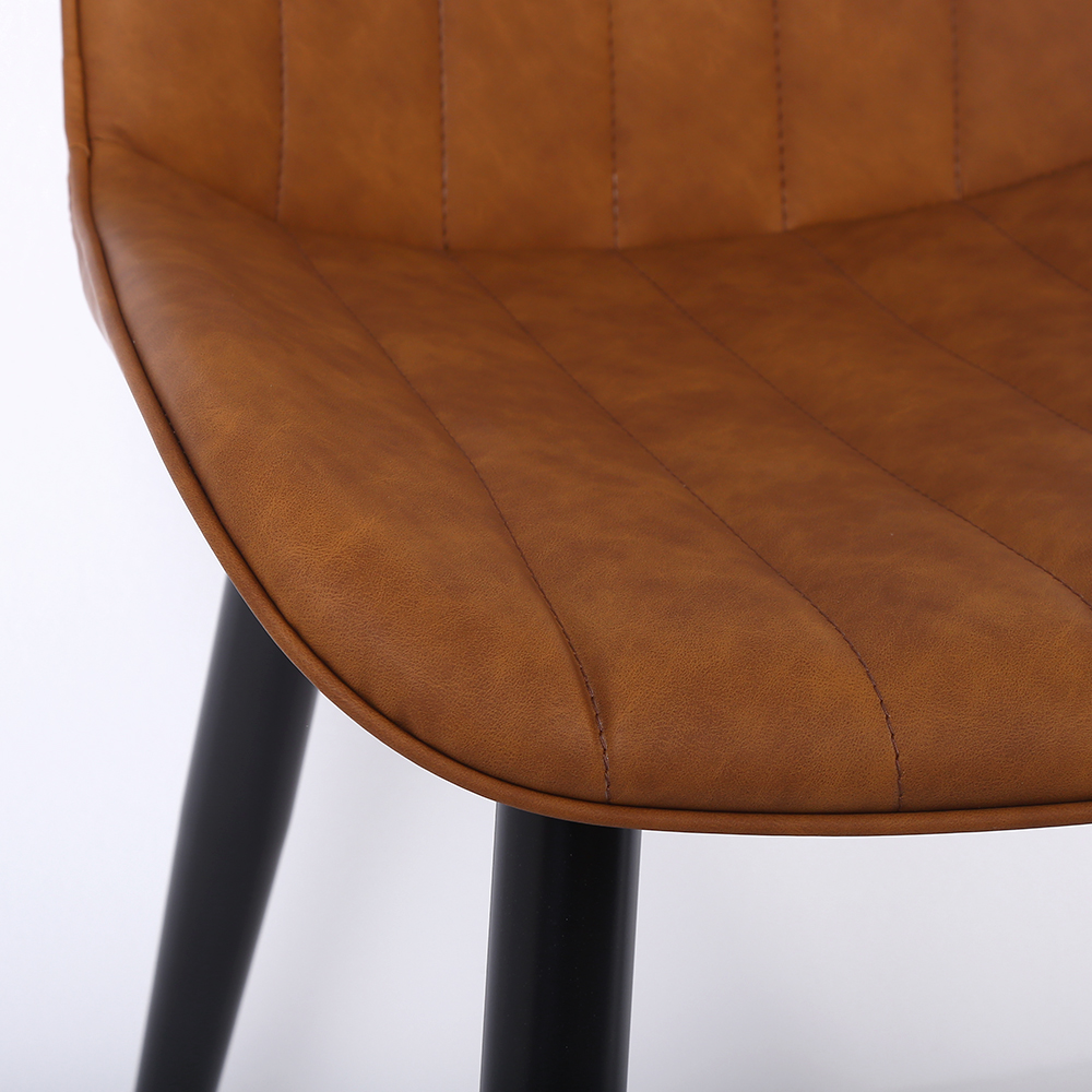 Lot de 2 chaises de salle à manger modernes rembourrées en cuir synthétique marron