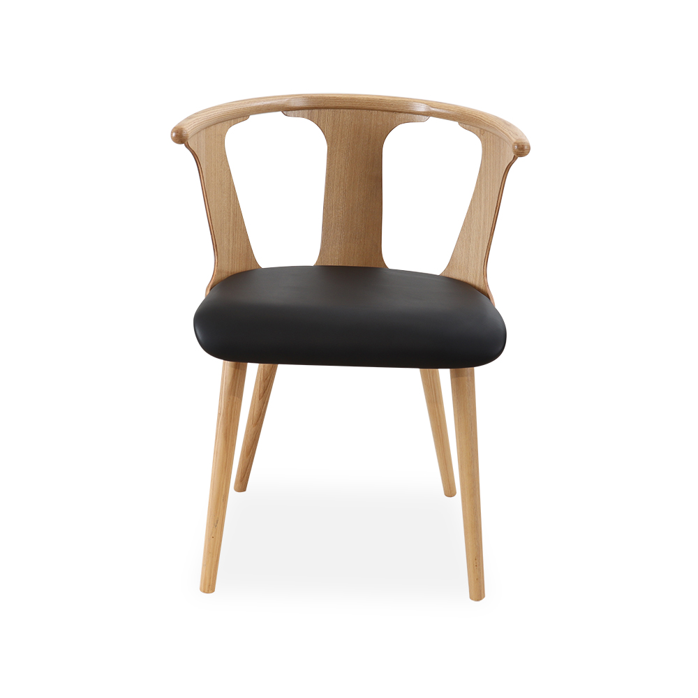 Modern Black Faux Leather Dining Chair with Curved BackHomary