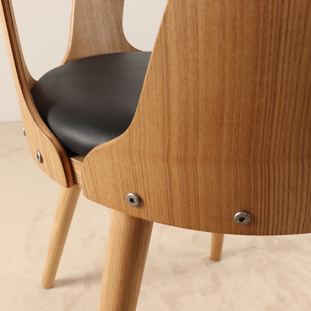 Modern Black Faux Leather Dining Chair with Curved BackHomary