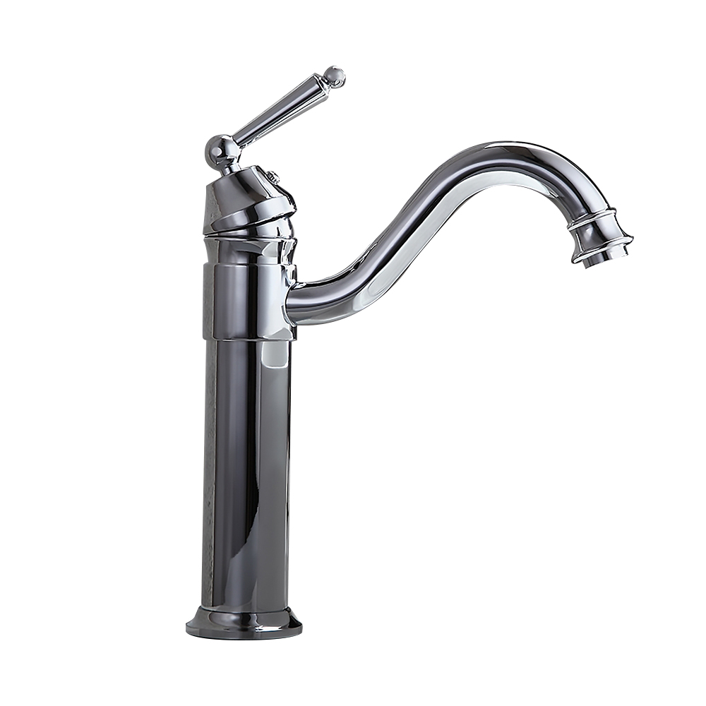Adena Traditional Monobloc Single Lever Handle Bathroom Mid Tall Basin Mixer Tap in Polished Chrome