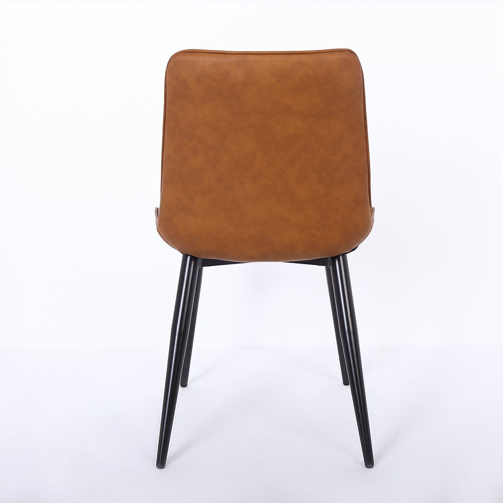Modern Dining Chairs Brown PU Leather Upholstered Set of 2