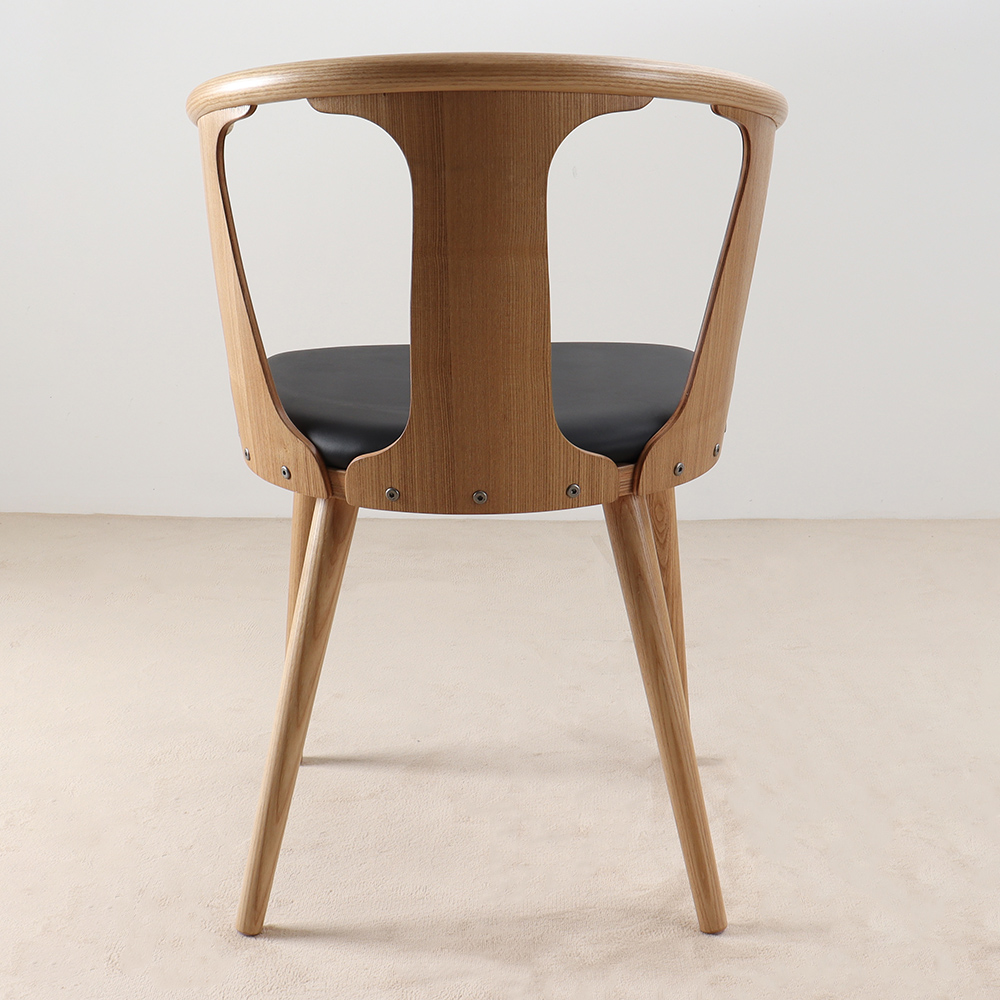 Modern Black Faux Leather Dining Chair with Curved BackHomary