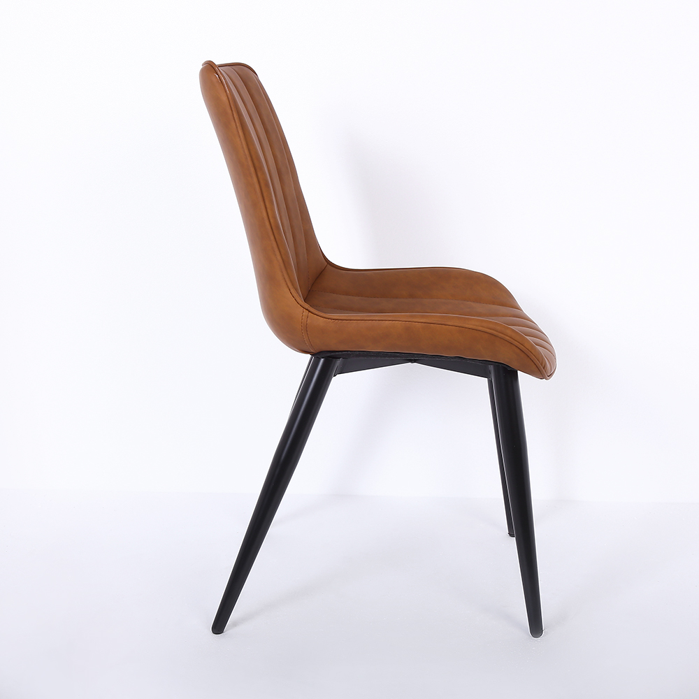 Modern Dining Chairs Brown PU Leather Upholstered Set of 2Homary