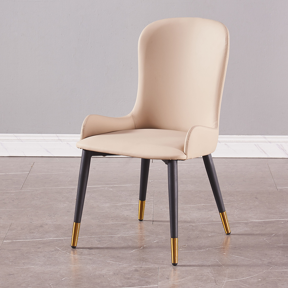 

Modern Faux Leather Khaki Dining Chair with Metal Legs Set of 2