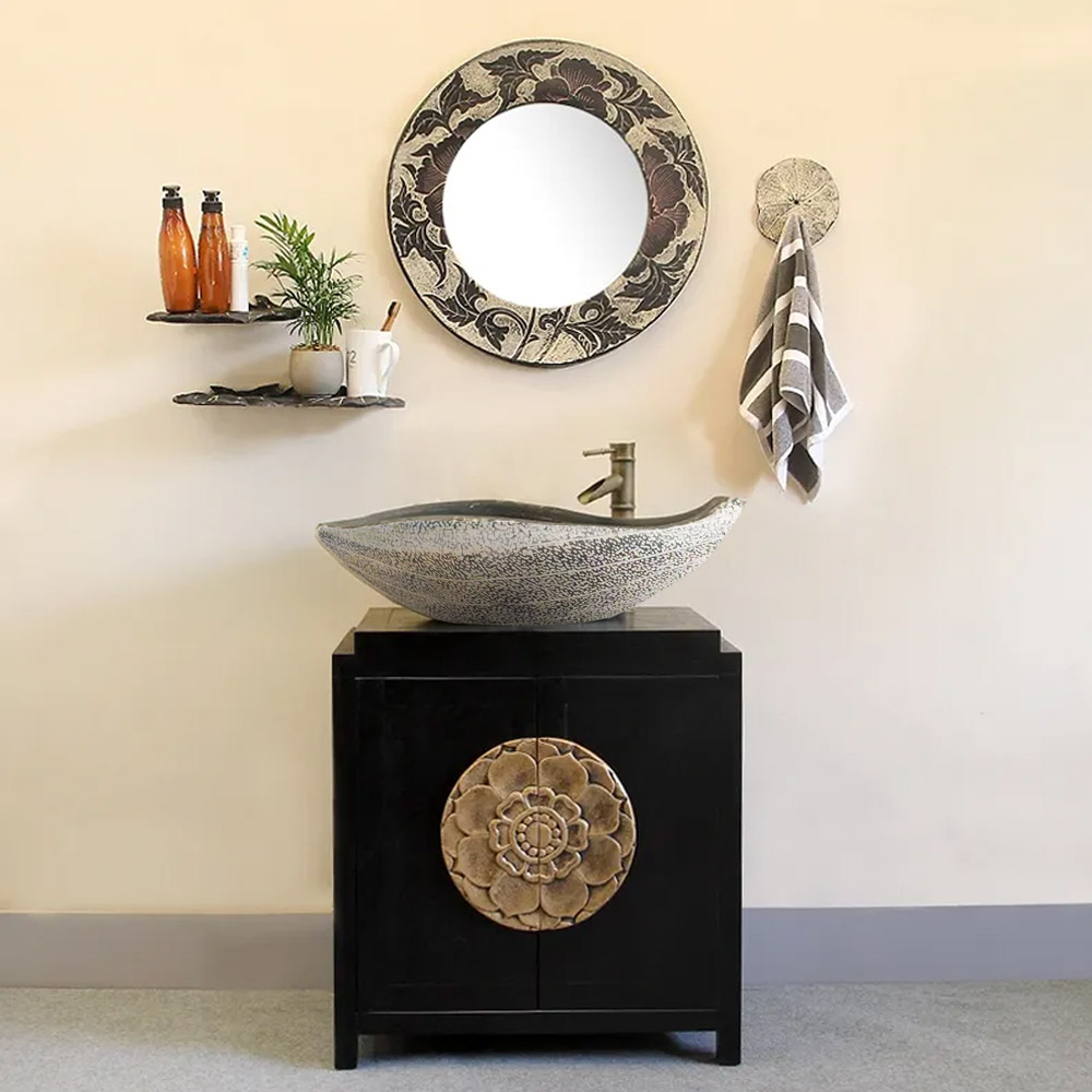 700mm Freestanding Bathroom Vanity with Single Countertop Basin Combo Solid Wood & Resin
