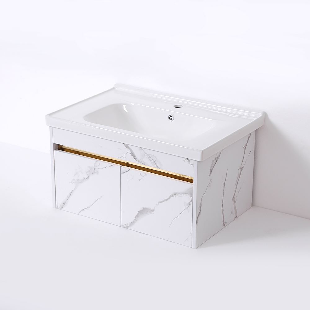 720mm White Floating Bathroom Vanity with Ceramic Top & Drop-in Basin