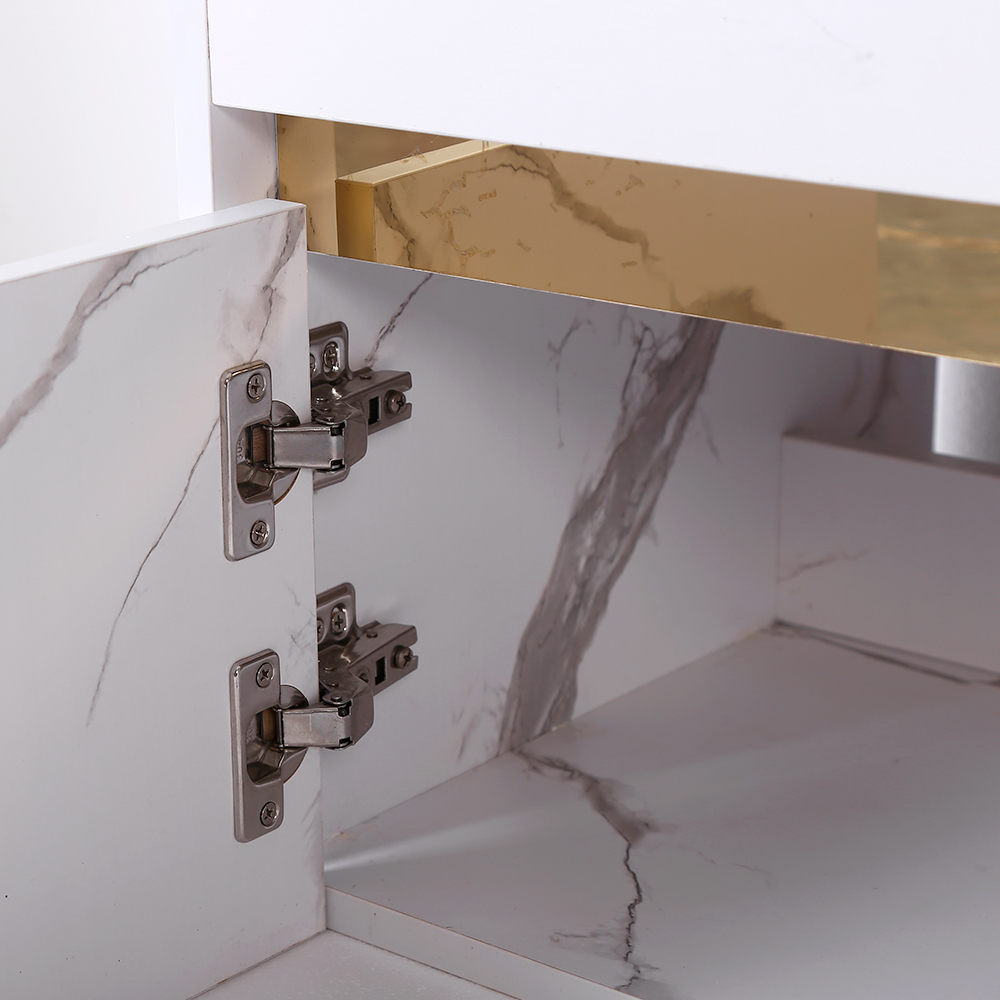 28" White Floating Bathroom Vanity with Ceramic Top & Drop-in Sink