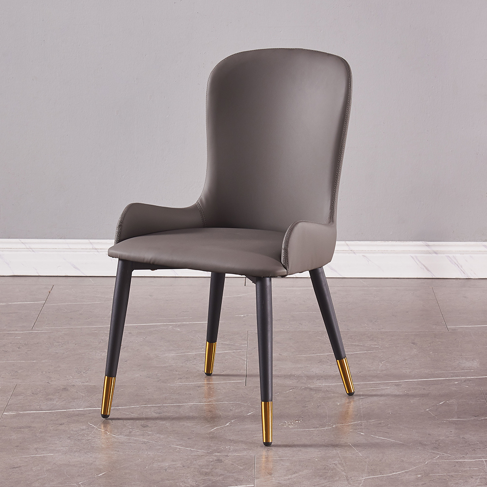 

Modern Faux Leather Gray Dining Chair with Metal Legs Set of 2