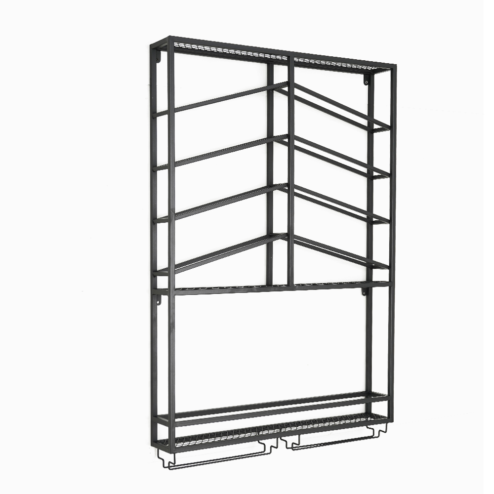 Industrial Wall Mounted Wine Rack with Glass Rack