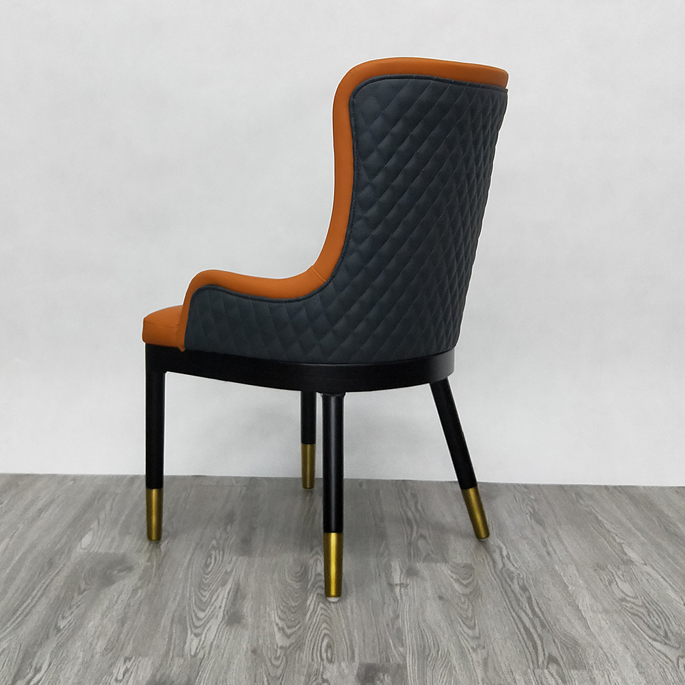 Modern Faux Leather Armed Orange Dining Chair with Metal Legs Set of 2 ...