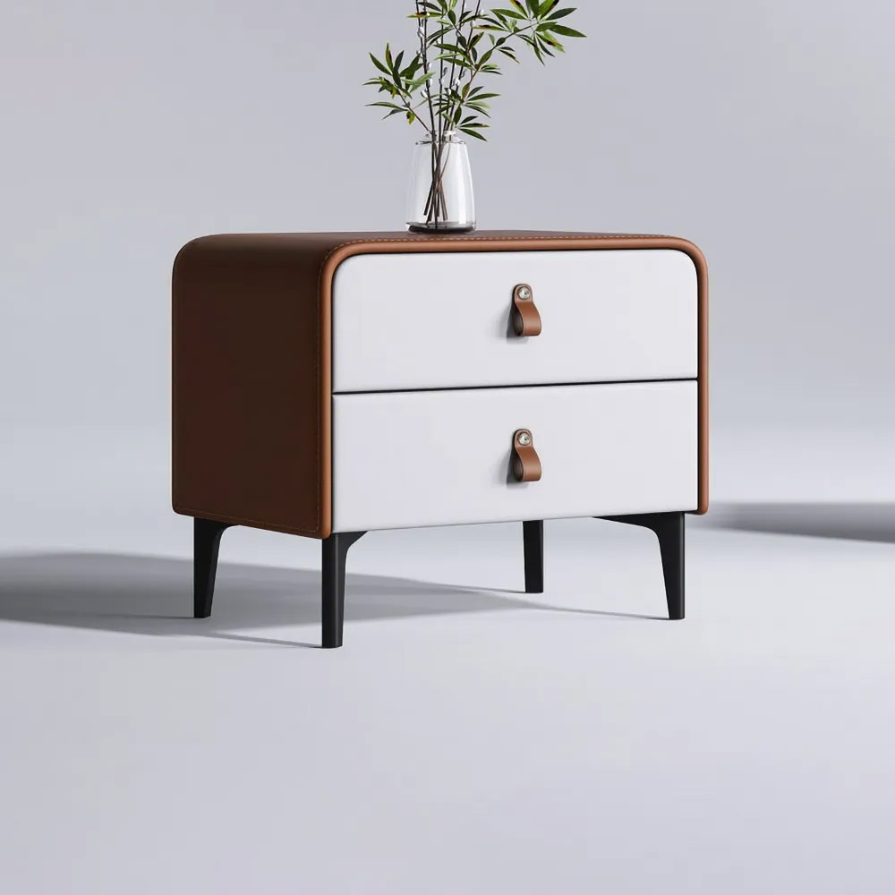 Modern Nightstand End Side Accent Table with 2 Drawers Nightstand Nightstand
