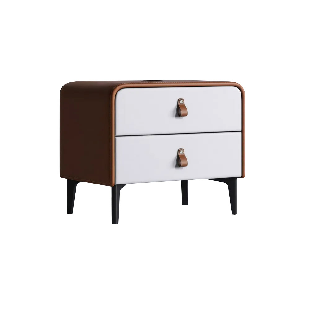 Modern Nightstand End Side Accent Table with 2 Drawers Nightstand Nightstand