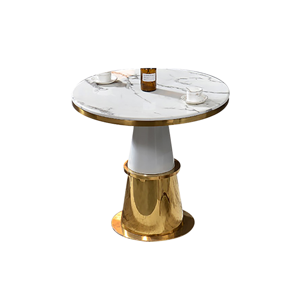 Modern White Round Accent Table with Marble Top Bar TableHomary