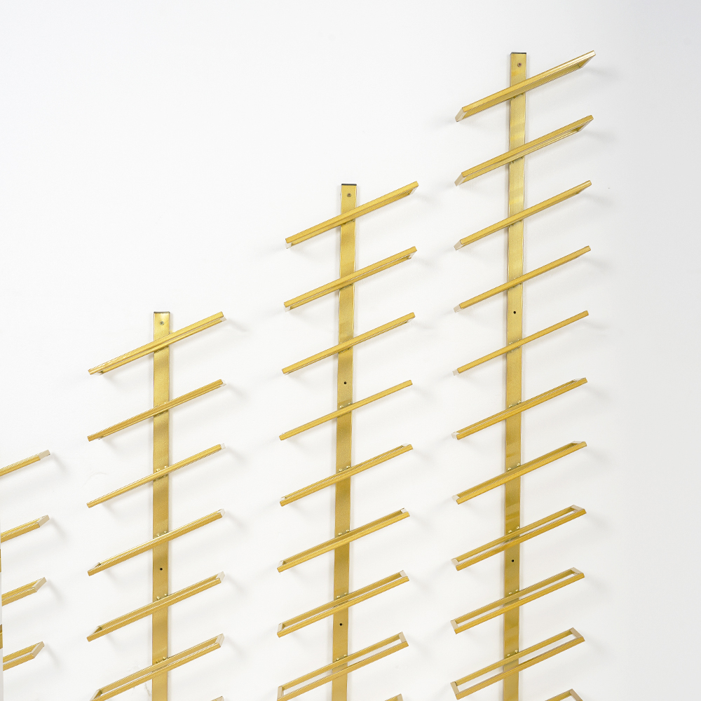 Industrial Gold Wall Mounted Wine Rack Set in Metal