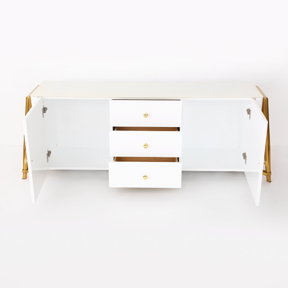 White 1600mm Sideboard Cabinet with 2 Doors & 3 Drawers Modern Kitchen Storage